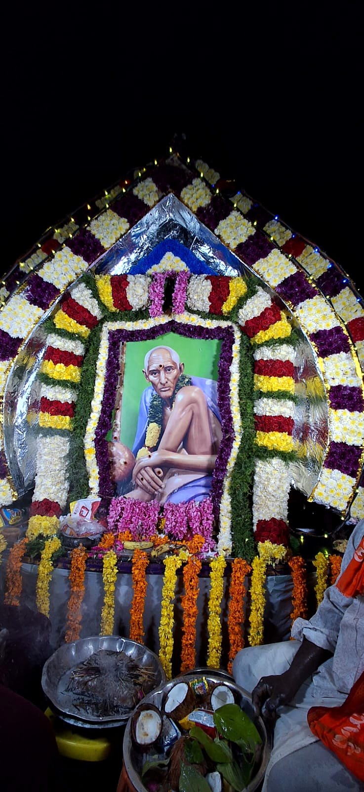 Floral arch decoration at the temple